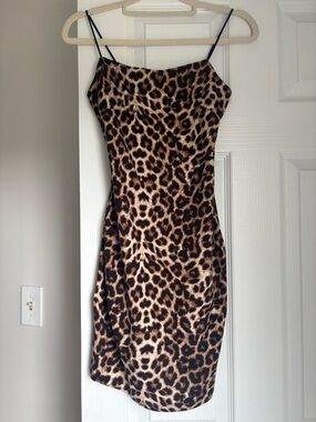 Leopard Print Mini Slip Dress with Spaghetti Straps